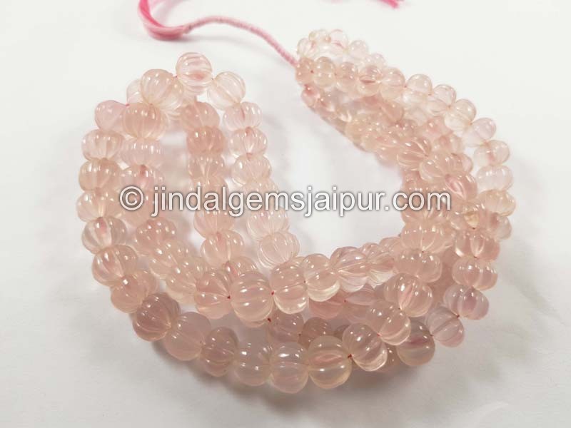 Rose Quartz Carved Pumpkin Beads -- Jindal Gems